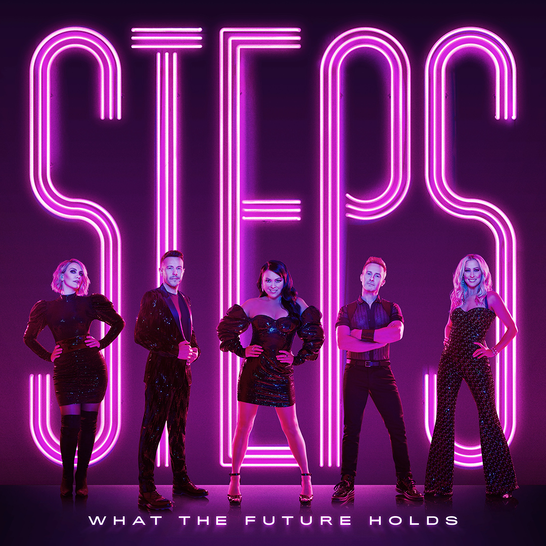 Steps stood in front of their logo
